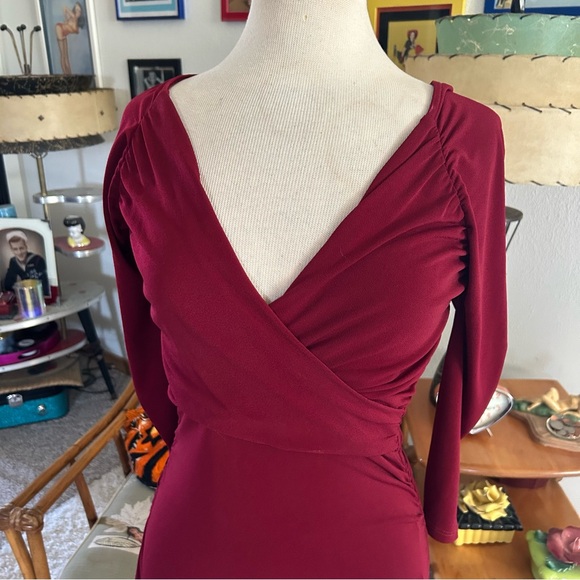 Retro Dress 1950s Style Leota Wiggle Pencil Burgundy Red S M Pinup 50s - Picture 4 of 7